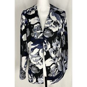 COVINGTON Blazer Top Sleeve Black Blue Floral Print Women Size‎ M Only Jacket